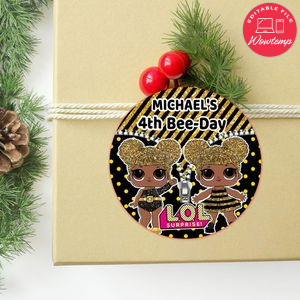 Queen Bee Lol Circle Sticker Template Customizable to Print at Home Instant Download
