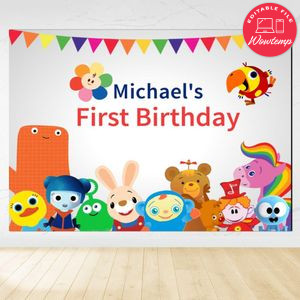 Baby First TV Birthday Backdrop Digital File Template Instant Download