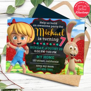 Alice and lewis Birthday Invitation Customizable Template to Print at Home Instant Download