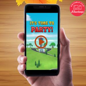 Mighty Pups Birthday Video Invitation Digital Template Customizable Instant Download