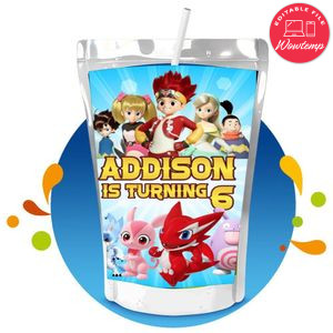 Monkart Capri Sun Birthday Labels Digital File Printable Instant Download