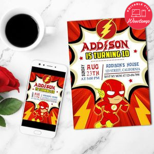 Flash Baby Mobile Invite Customizable Template Instant Download