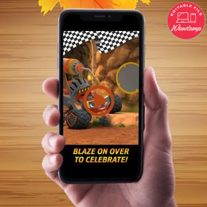 Blaze and the Monster Birthday Video Invitation Digital Template Customizable Instant Download