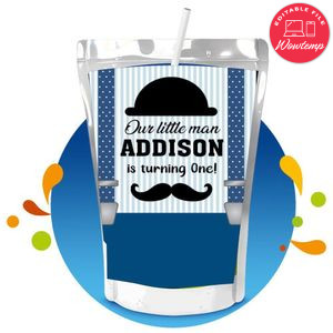 Little man Capri Sun Birthday Labels Digital File Printable Instant Download
