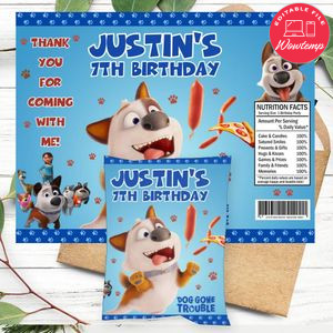 Dog gone trouble Birthday Chip Bag Digital File Printable Instant Download
