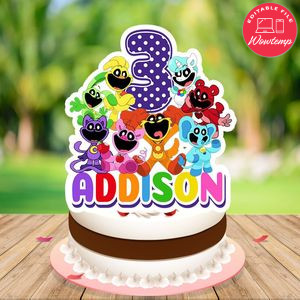 Smiling critters Cake Topper Template Printable Instant Download
