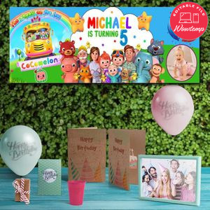 Cocomelon Birthday Banner Digital File Template Instant Download