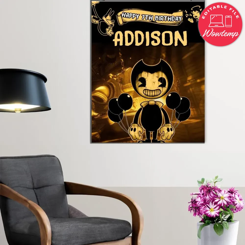 Bendy And The Ink Machine Birthday Welcome Sign Digital File Printable ...