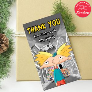 Hey Arnold Thank You Tag Customizable Template To Print At Home Instant Download