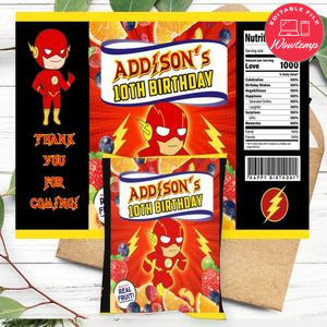 Flash Baby Birthday Party Fruit Snack Bag Digital File Printable Instant Download