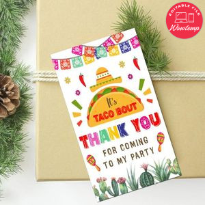Taco Thank You Tag Customizable Template To Print At Home Instant Download