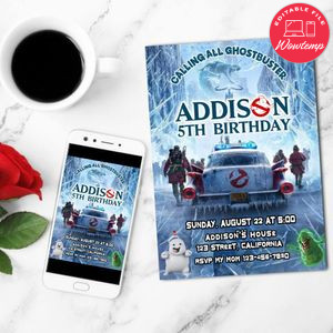 Ghostbusters: Frozen Empire Mobile Invite Customizable Template Instant Download