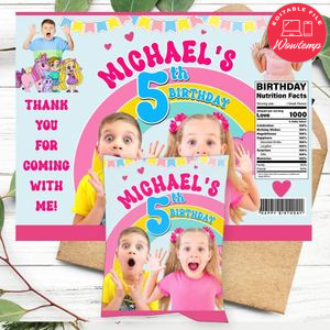 Diana and roma Birthday Chip Bag Digital File Printable Instant Download