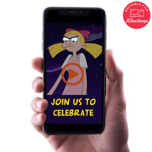 Hey arnold Birthday Video Invitation Digital Template Customizable Instant Download