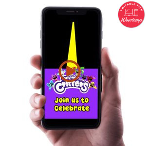 Smiling critters Birthday Video Invitation Digital Template Customizable Instant Download