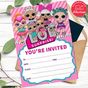 Lol surprise dolls fill in blank Invitation Customizable Template to Print at Home Instant Download