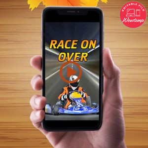 Kart racing Birthday Video Invitation Digital Template Customizable Instant Download