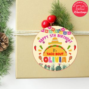 Taco Circle Sticker Template Customizable To Print At Home Instant Download