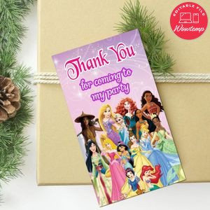 Disney Princess Thank You Tag Customizable Template To Print At Home Instant Download