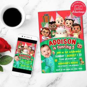 Cocomelon Mobile Invite Customizable Template Instant Download