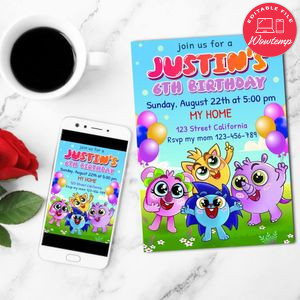 Baby Zoo Birthday Flyer Customizable Template to Print at Home Instant Download