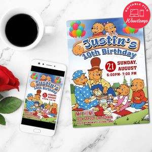 Berenstain Bears Invitation Customizable Template to Print at Home Instant Download
