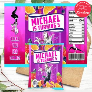 Gwen Birthday Party Fruit Snack Bag Digital File Printable Instant Download