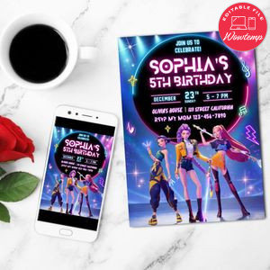 KPop Demon Hunter Mobile Invite Customizable Template Instant Download