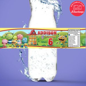 Henry Hugglemonster Birthday Water Bottle Label Template to Print at Home Instant Download