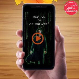 The matrix Birthday Video Invitation Digital Template Customizable Instant Download