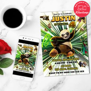 Kung Fu Panda 4 Mobile Invite Customizable Template Instant Download