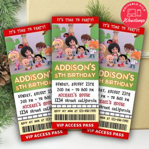 Cleo And Cuquin Ticket Invitation Customizable Template Instant Download