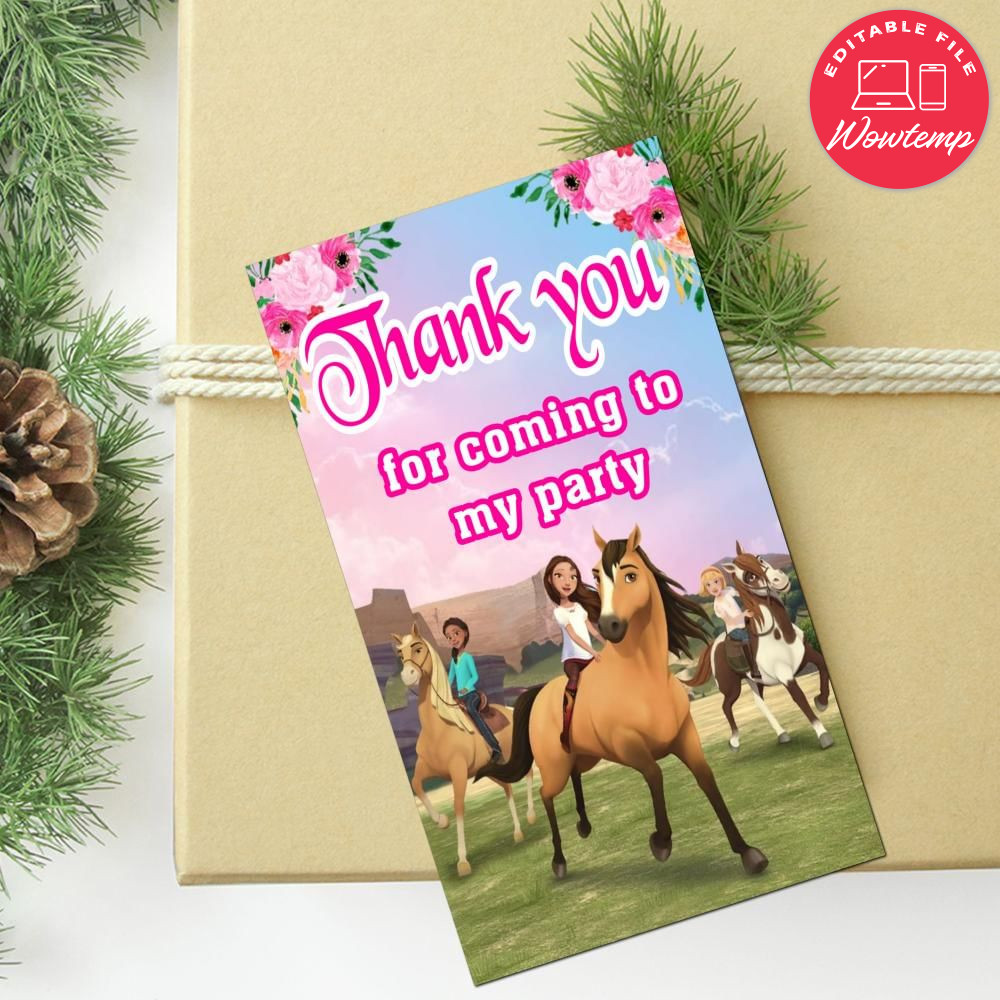 Spirit Riding Thank You Tag Customizable Template | Wowtemp