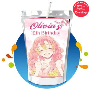 Mitsuri Capri Sun Birthday Labels Digital File Printable Instant Download