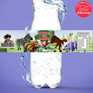 Roblox Safari Bottle Label Birthday Water Bottle Label Template to Print at Home Instant Download