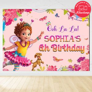 Fancy Nancy Birthday Backdrop Digital File Template Instant Download