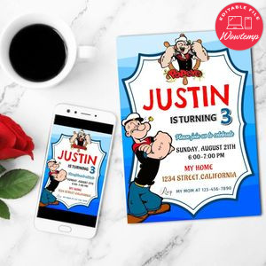 Popeye Mobile Invite Customizable Template Instant Download