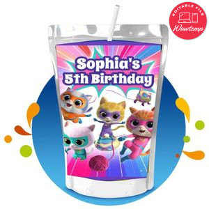 Super Kitties Capri Sun Birthday Label Digital File Printable Instant Download