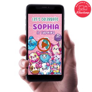Pikmi pops Birthday Video Invitation Digital Template Customizable Instant Download