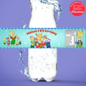 Llama Llama Birthday Water Bottle Label Template to Print at Home Instant Download
