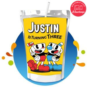 Cuphead Capri Sun Birthday Labels Digital File Printable Instant Download