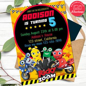 Ricky Zoom Invitation Customizable Template to Print at Home Instant Download