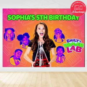 Emily's Wonder Lab Birthday Backdrop Digital File Template Instant Download