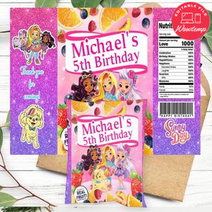 Sunny Day Birthday Party Fruit Snack Bag Digital File Printable Instant Download