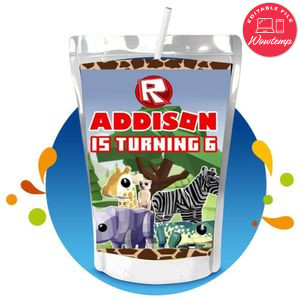 Roblox Safari Capri Sun Birthday Label Digital File Printable Instant Download