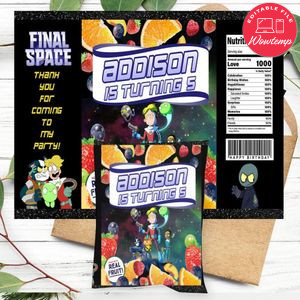 Final Space Birthday Party Fruit Snack Bag Digital File Printable Instant Download