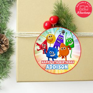 Colourblocks Circle Sticker Template Customizable To Print At Home Instant Download