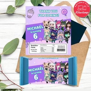 Gacha life Candy bar Label Customizable Template Instant Download