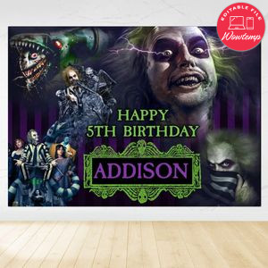 Beetlejuice 2 Birthday Backdrop Digital File Template Instant Download