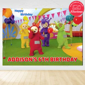 Teletubbies Birthday Backdrop Digital File Template Instant Download